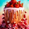 Strawberries Cake Art Diamond Painting