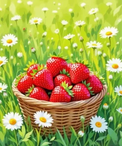 Strawberries and Daisies Diamond Painting