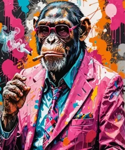 Stylish Chimpanzee Smoking Diamond Painting