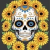 Sugar Skull with Sunflowers Diamond Painting