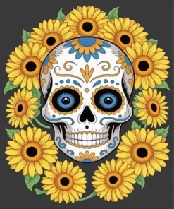 Sugar Skull with Sunflowers Diamond Painting