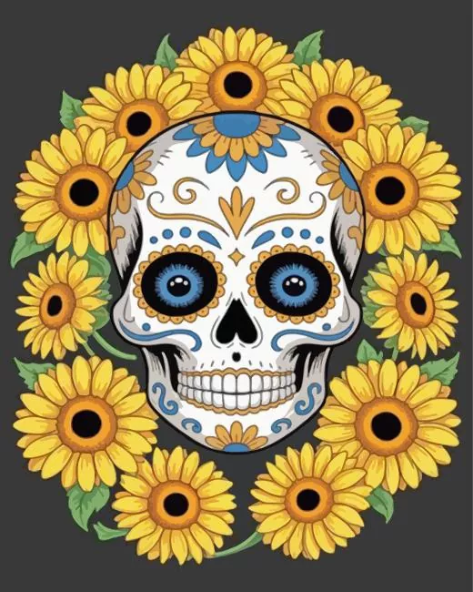 Sugar Skull with Sunflowers Diamond Painting Sugar Skull with Sunflowers Diamond Painting