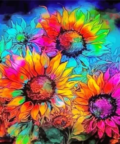 Sunflower and Rainbow Diamond Painting