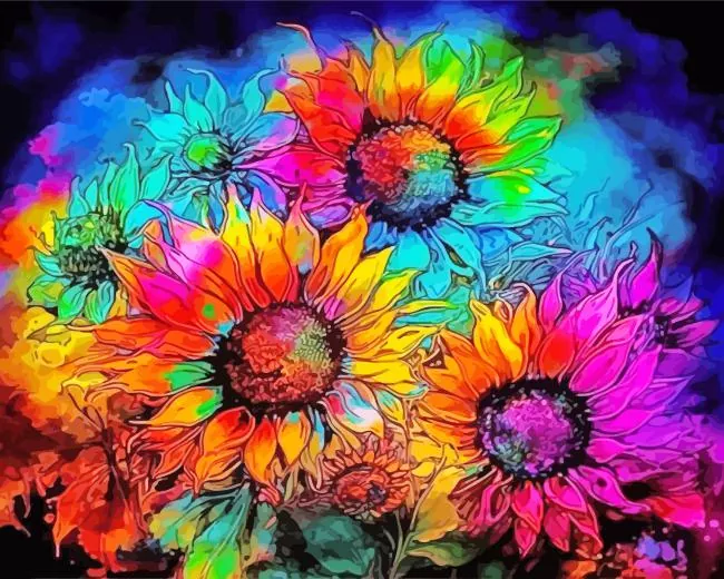Sunflower and Rainbow Diamond Painting Sunflower and Rainbow Diamond Painting