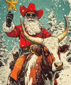 Vintage Christmas Cowboy Diamond Painting