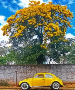 Yellow Classic Car Diamond Painting