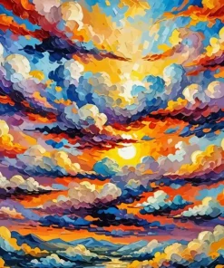 Abstract Sunset with Clouds Diamond Painting