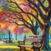 Bench Under Colorful Trees Diamond Painting