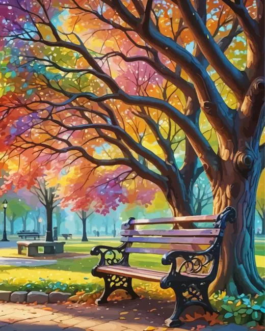 Bench Under Colorful Trees Diamond Painting Bench Under Colorful Trees Diamond Painting