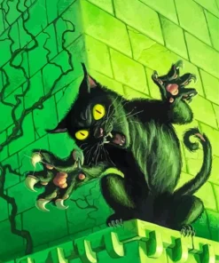 Black Creepy Cat Diamond Painting