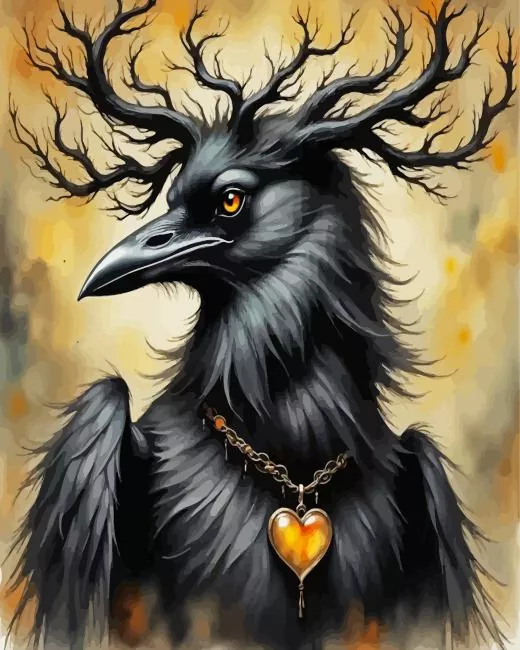 Black Crow with Antlers Diamond Painting Black Crow with Antlers Diamond Painting
