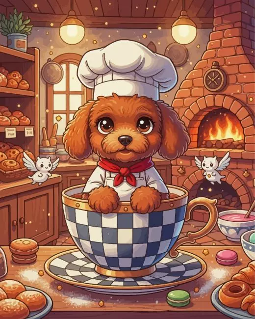 Brown Poodle Chef Diamond Painting Brown Poodle Chef Diamond Painting