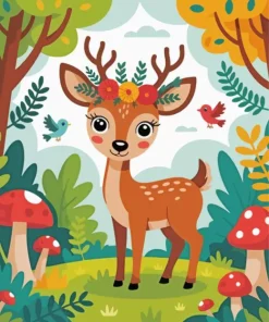 Cartoon Deer With Crown Diamond Painting