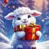 Christmas Fluffy Lamb Diamond Painting