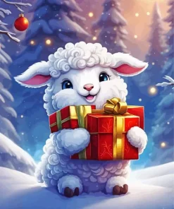 Christmas Fluffy Lamb Diamond Painting