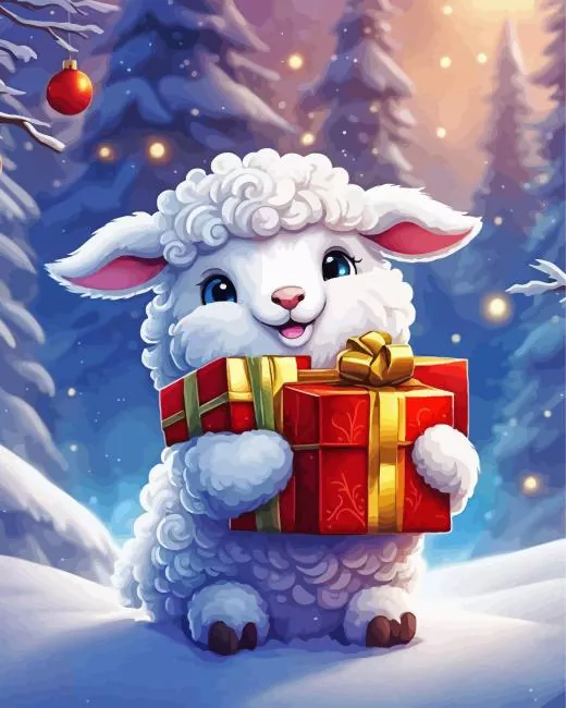 Christmas Fluffy Lamb Diamond Painting Christmas Fluffy Lamb Diamond Painting