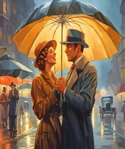 Classic Couple Under Umbrella Diamond Painting
