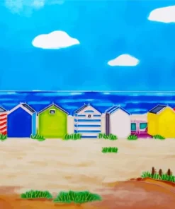 Colorful Beach Huts Diamond Painting