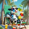 Cow On a Beach Chair Diamond Painting