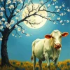 Cow Under Blossom Tree Diamond Painting