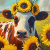 Cow and Sunflowers Diamond Painting