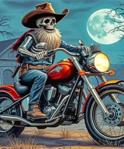 Cowboy Skeleton Biker Diamond Painting