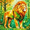 Cubism Lion in Jungle Diamond Painting