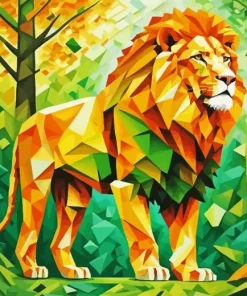 Cubism Lion in Jungle Diamond Painting
