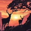 Deer Silhouette at Sunset Diamond Painting