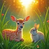 Deer and Rabbit Diamond Painting