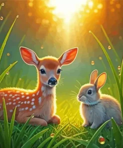Deer and Rabbit Diamond Painting