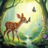 Deer with Butterfly on Nose Diamond Painting