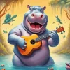 Hippo Playing Ukulele Diamond Painting