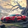 Red Bugatti Chiron Diamond Painting