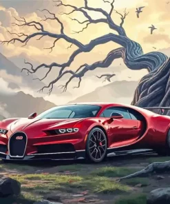 Red Bugatti Chiron Diamond Painting