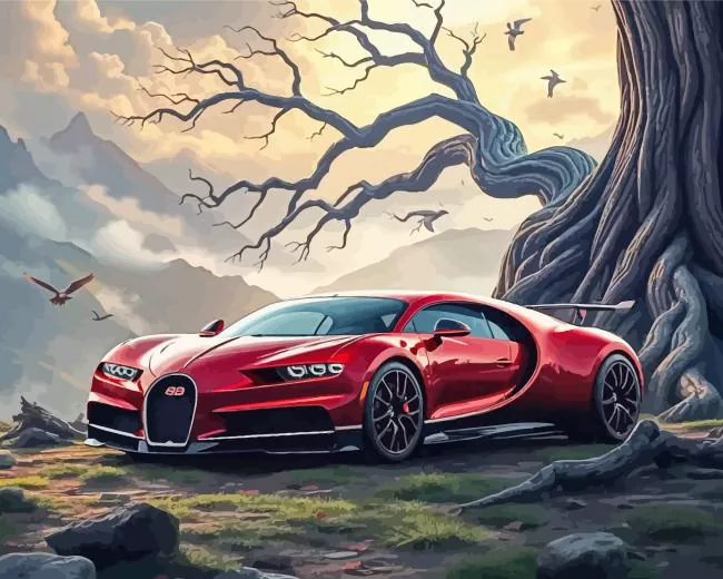 Red Bugatti Chiron Diamond Painting Red Bugatti Chiron Diamond Painting
