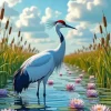 Sandhill Crane in Water Diamond Painting