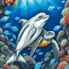 Sea Turtle and Dolphin Diamond Painting