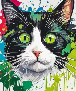 Splash Tuxedo Cat Diamond Painting