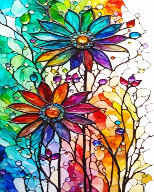 Stained Glass Flowers Diamond Painting Stained Glass Flowers Diamond Painting