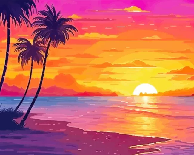 Sunset Beach Diamond Painting Sunset Beach Diamond Painting
