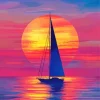 Sunset Boat Diamond Painting