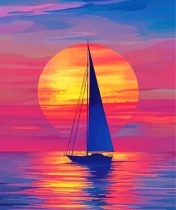 Sunset Boat Diamond Painting