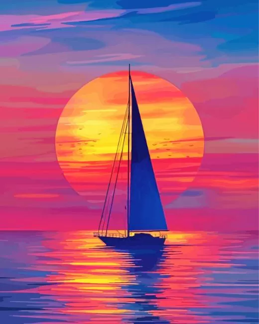 Sunset Boat Diamond Painting Sunset Boat Diamond Painting
