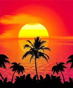 Sunset Island Beach Diamond Painting