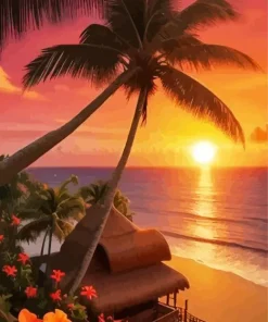 Sunset Palm Tree Diamond Painting