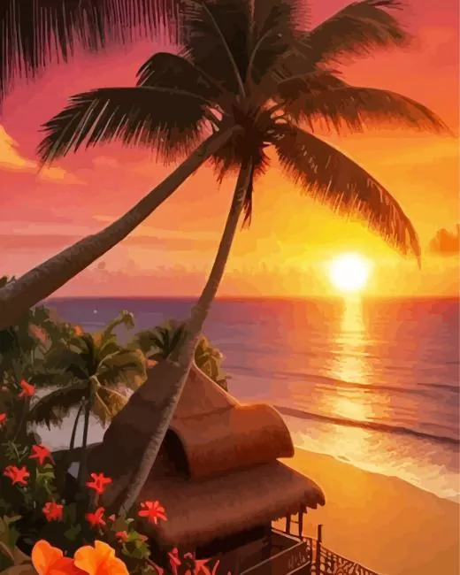 Sunset Palm Tree Diamond Painting Sunset Palm Tree Diamond Painting