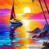 Sunset Sailboat Art Diamond Painting
