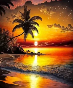 Sunset on Beach Diamond Painting