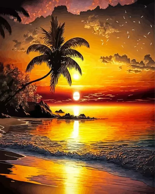 Sunset on Beach Diamond Painting Sunset on Beach Diamond Painting